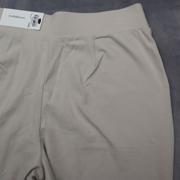 Croft Barrow Shorts Womens S Beige Sweat Mid Rise Pocket Stretch Pull On - Picture 15 of 16